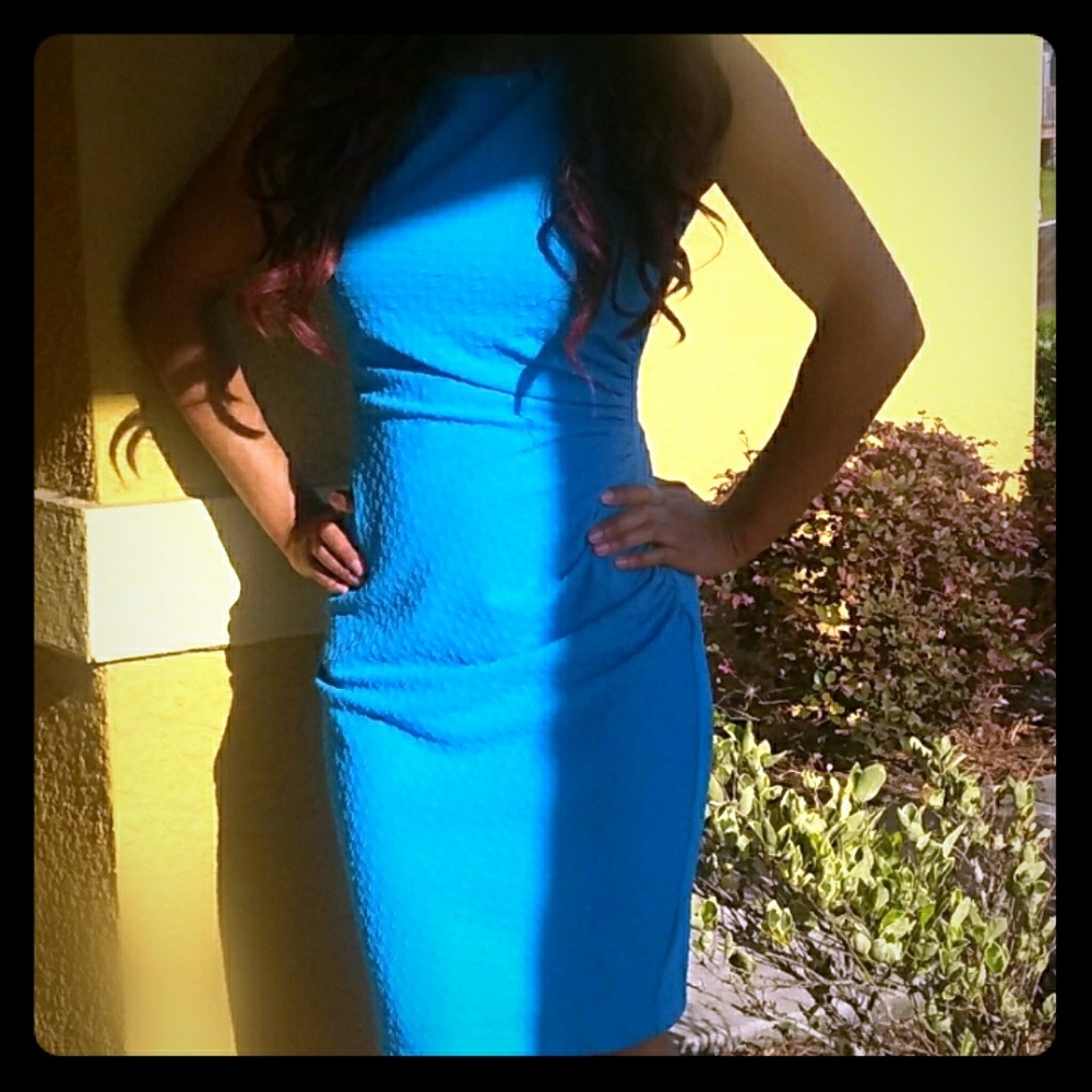 Bisou Bisou Blue Cocktail Mid-Knee Dress